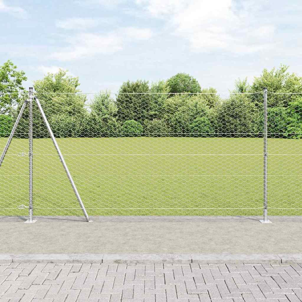 Heksagonalna ograda s betonskom osnovom 100 x 1,2 m Srebrna
