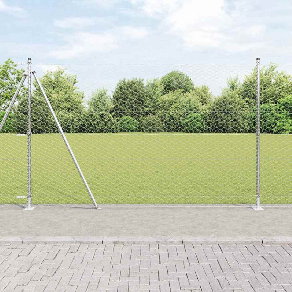 Heksagonalna ograda s betonskom osnovom 100 x 1,6 m Srebrna