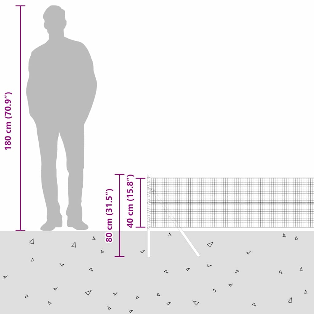 Temeljna zavarena žičana ograda 25 x 0,4 m Srebrna Mreža