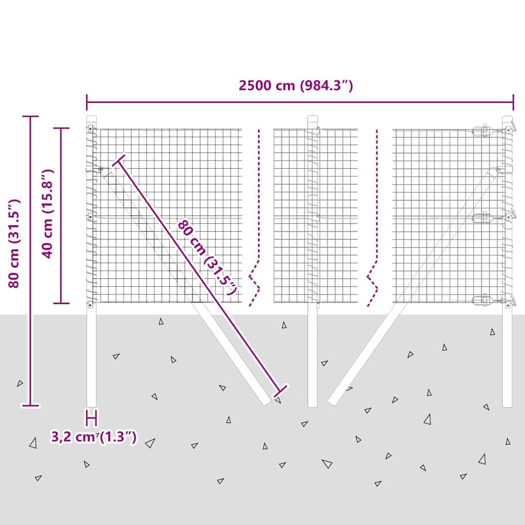 Temeljna zavarena žičana ograda 25 x 0,4 m Srebrna Mreža