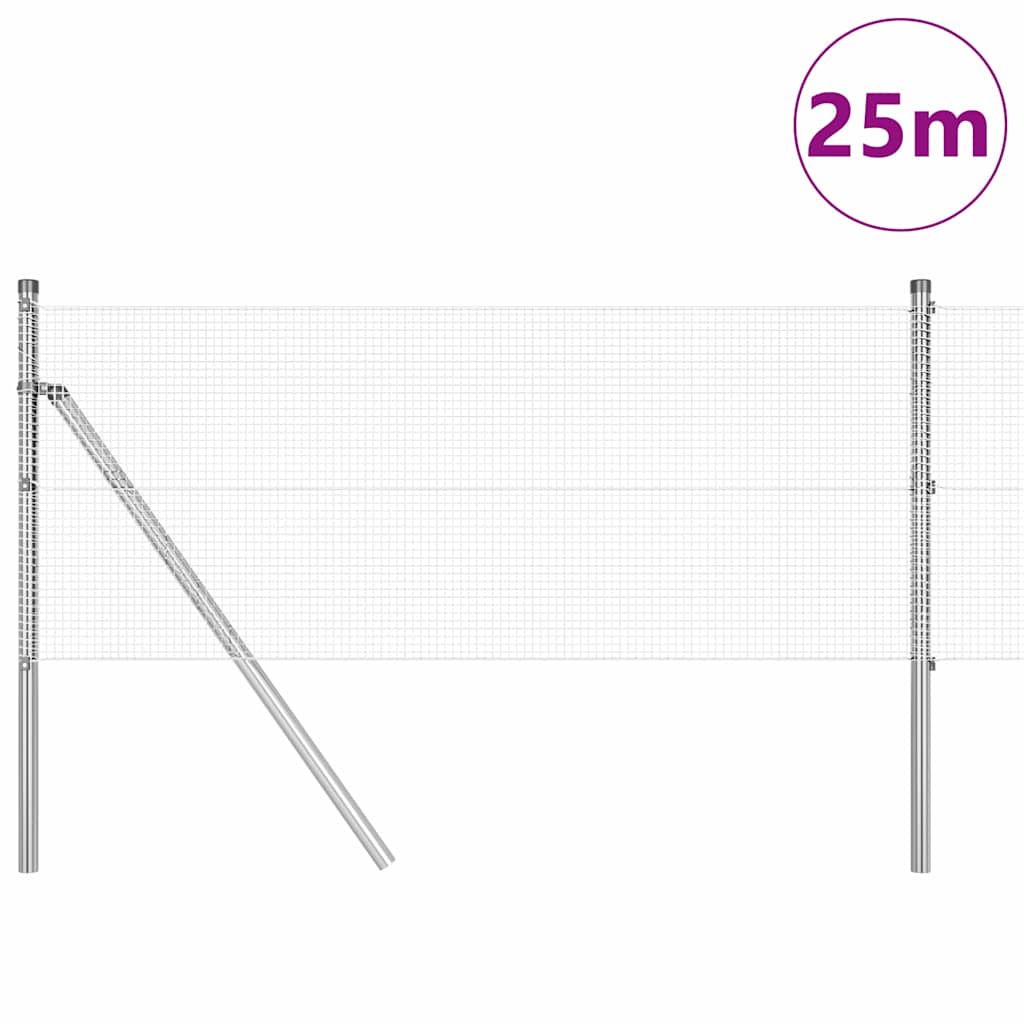 Temeljna zavarena žičana ograda 25 x 0,6 m Srebrna Mreža