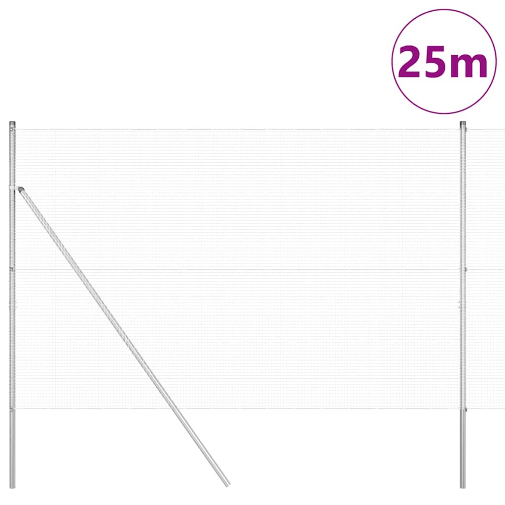 Temeljna zavarena žičana ograda 25 x 1,5 m Srebrna Mreža