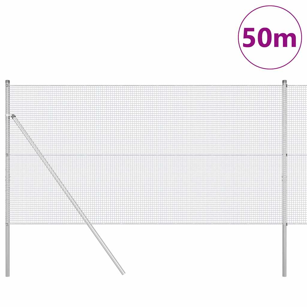 Temeljna zavarena žičana ograda 50 x 1,4 m Srebrna Mreža
