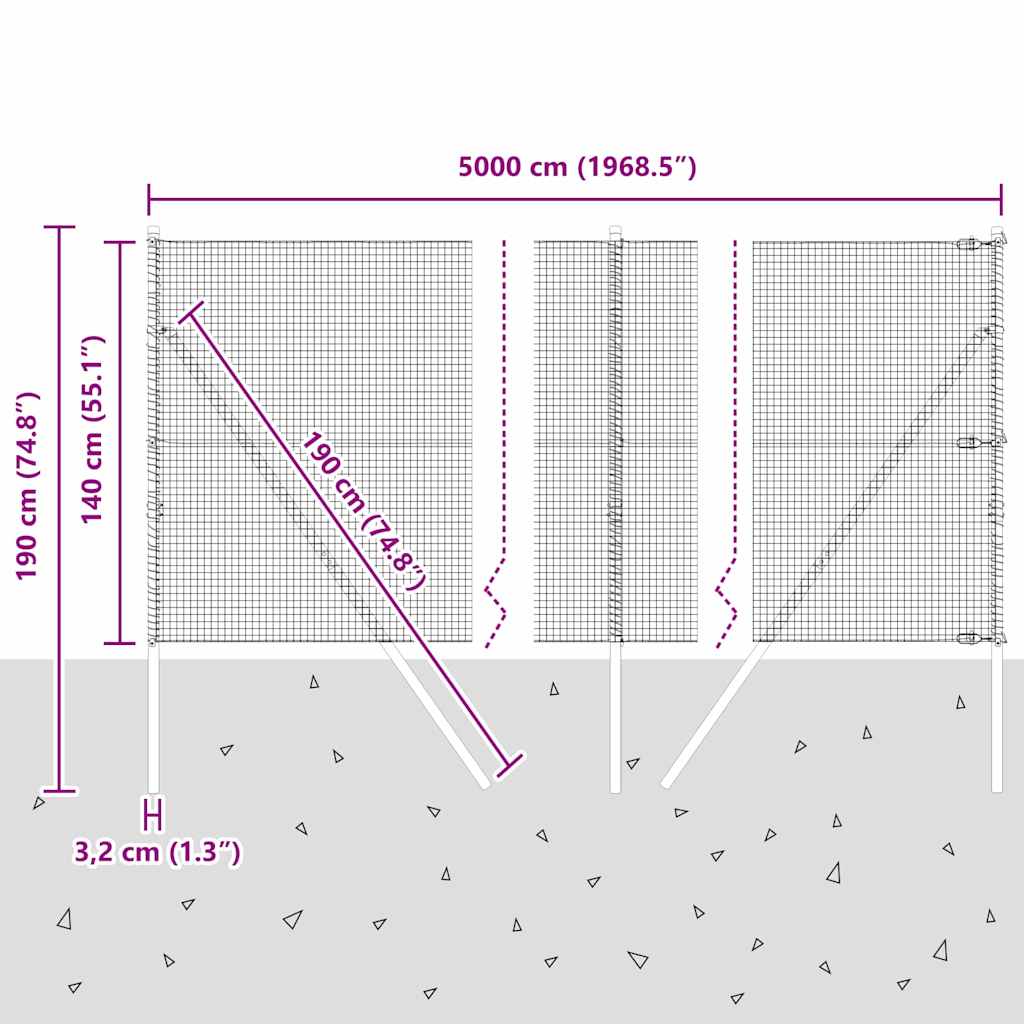 Temeljna zavarena žičana ograda 50 x 1,4 m Srebrna Mreža