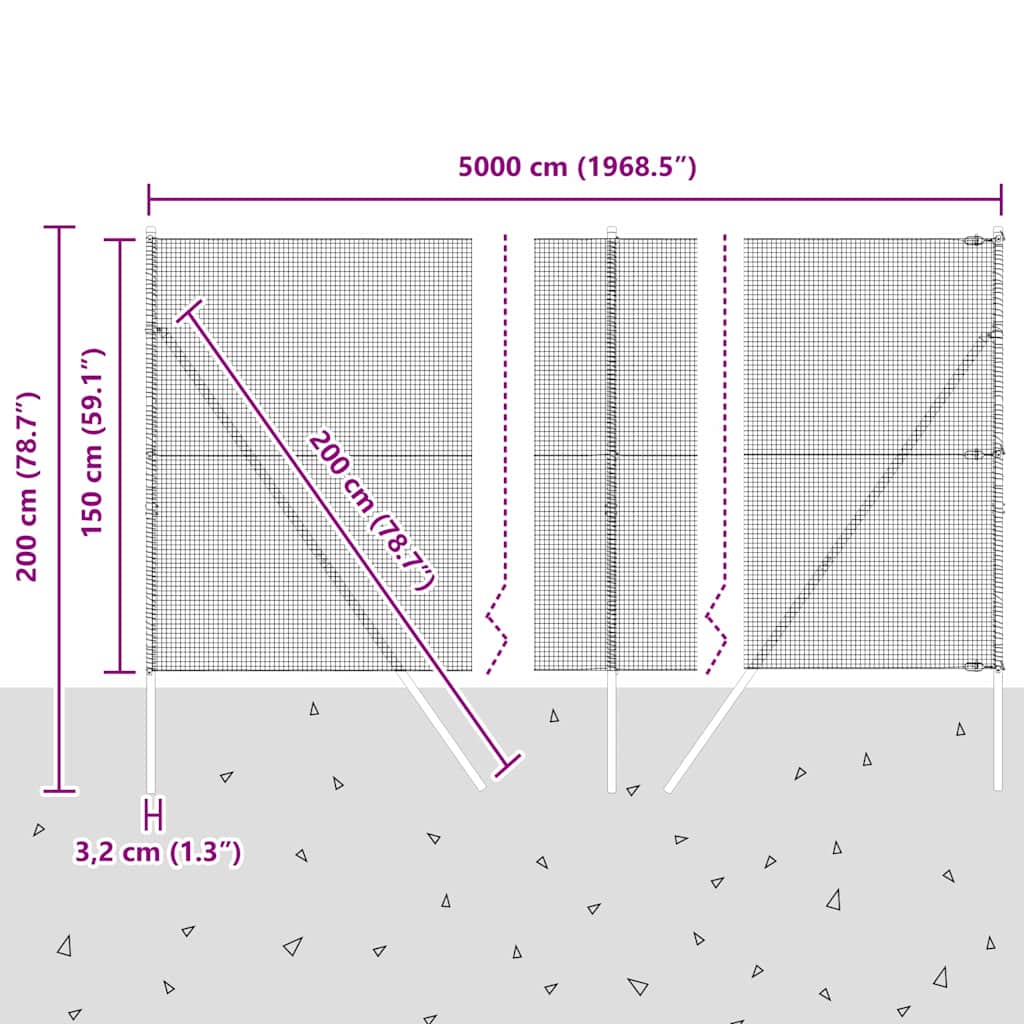 Temeljna zavarena žičana ograda 50 x 1,5 m Srebrna Mreža