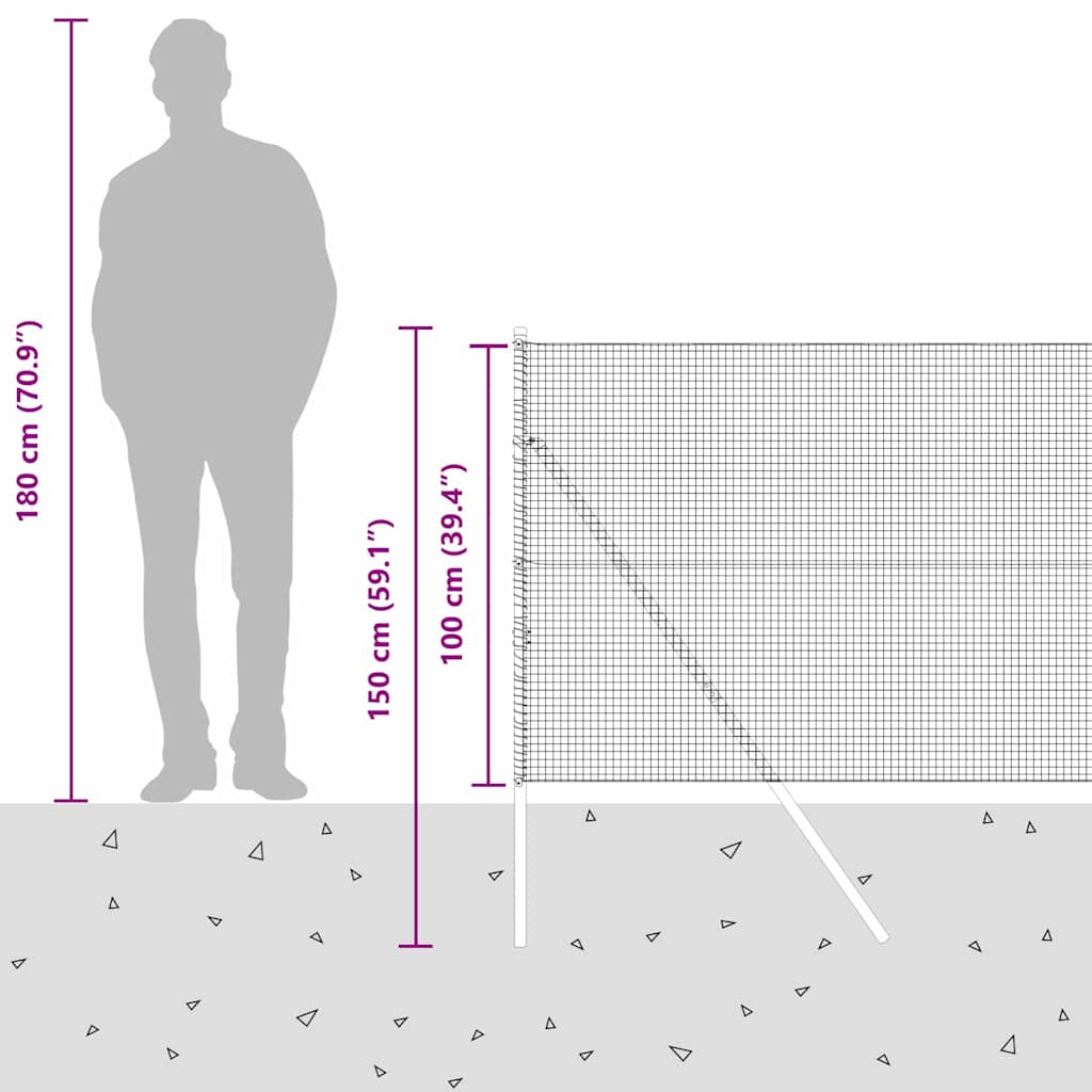 Temeljna zavarena žičana ograda 100 x 1 m Vruće pocinčani čelik