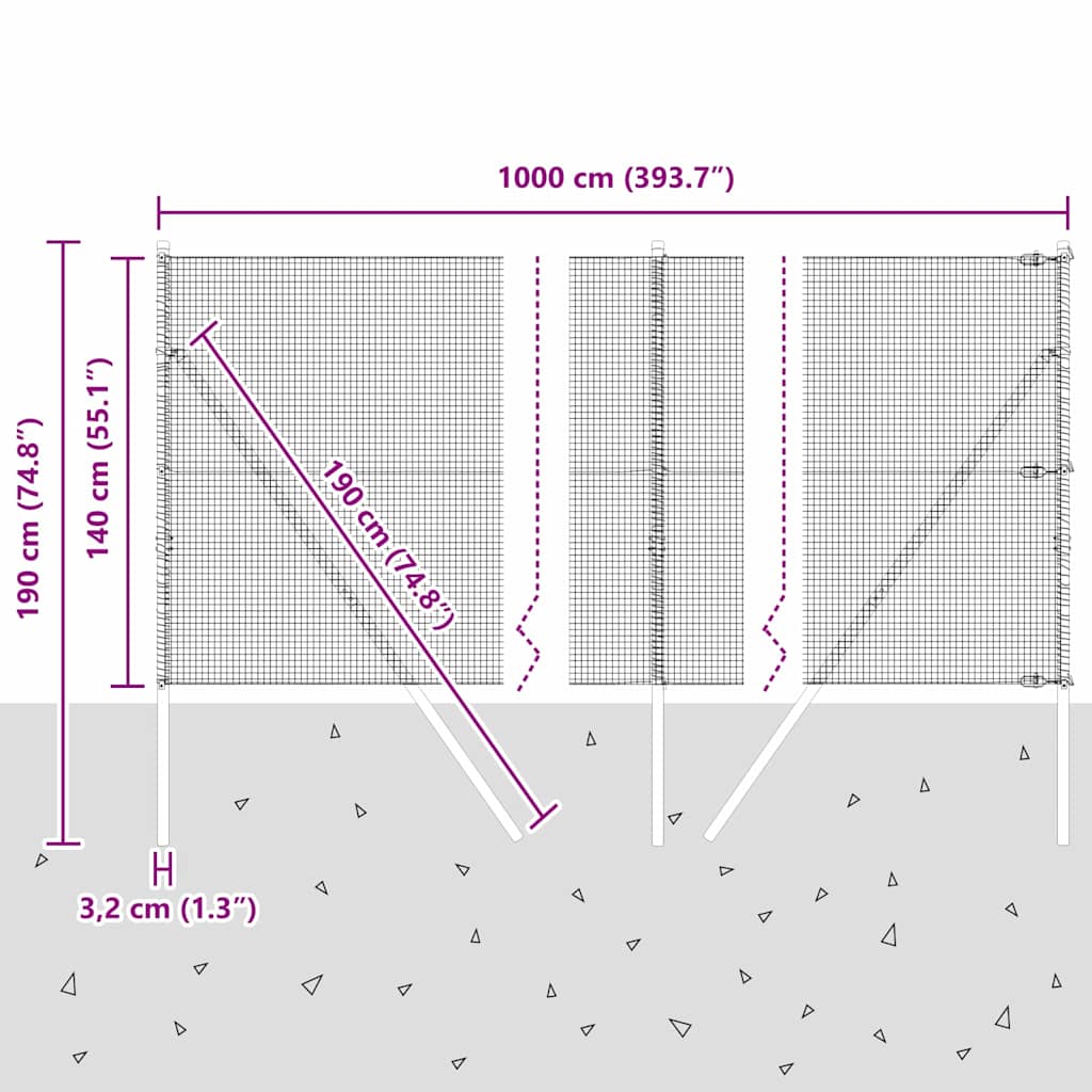 Temeljna zavarena žičana ograda 10 x 1,4 m Zelena Mreža