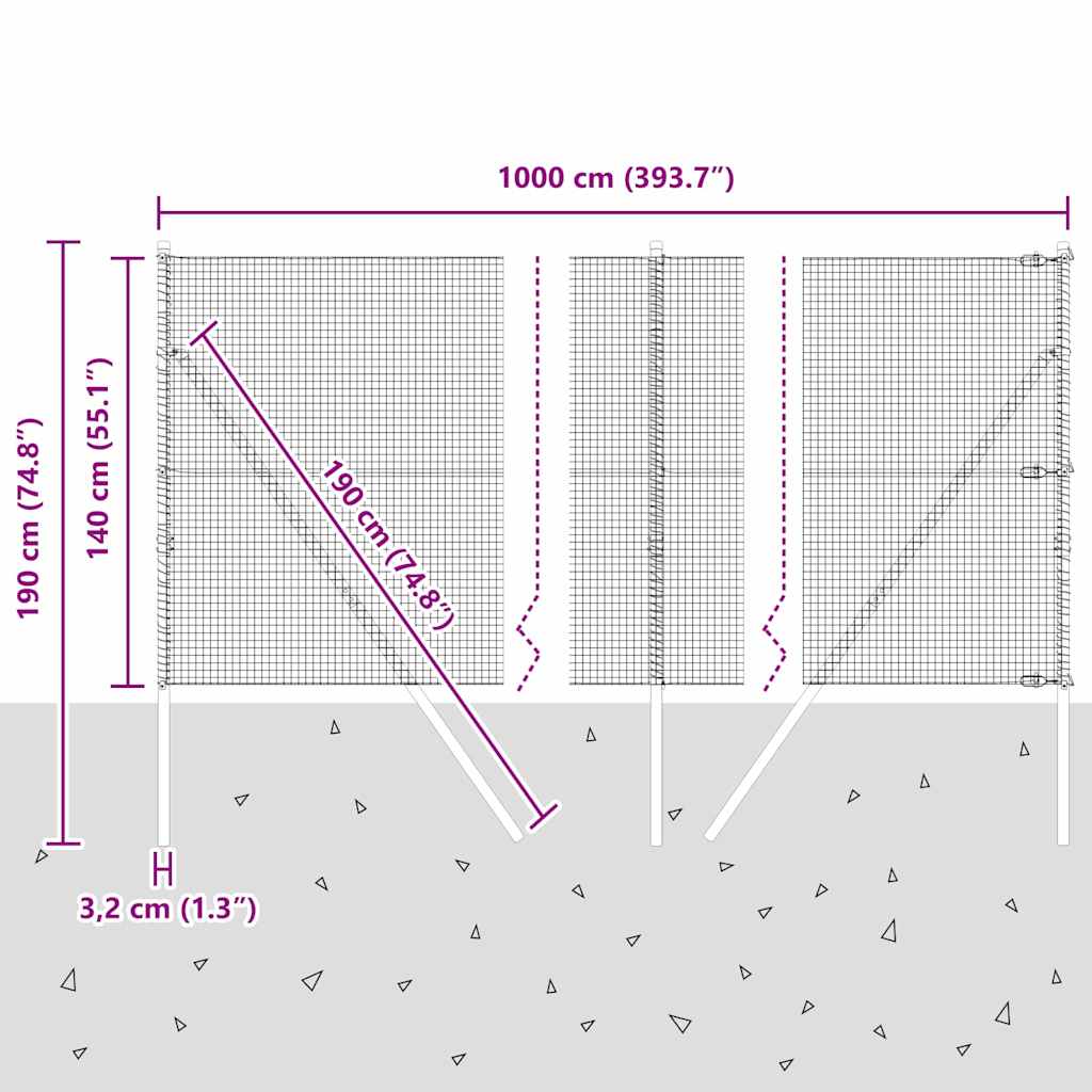 Temeljna zavarena žičana ograda 10 x 1,4 m Zelena Mreža