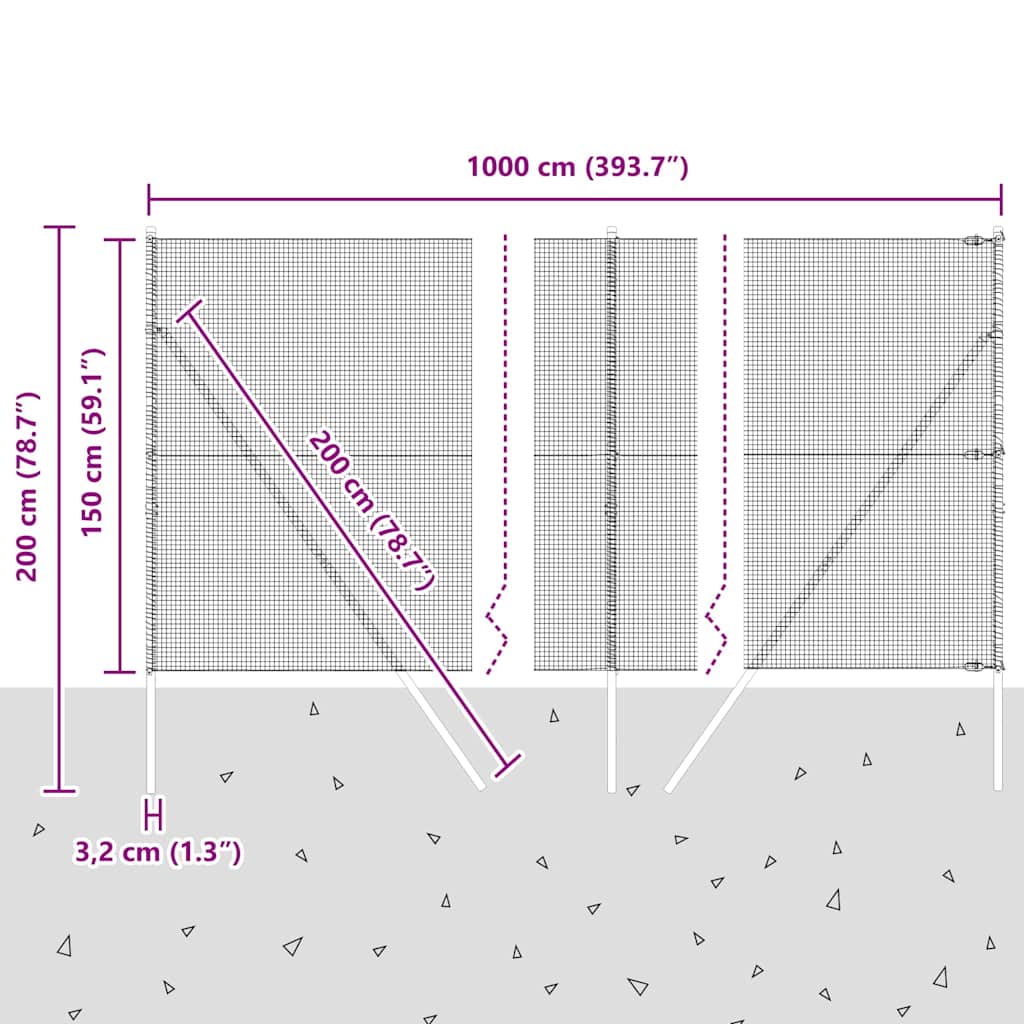 Temeljna zavarena žičana ograda 10 x 1,5 m Zelena Mreža