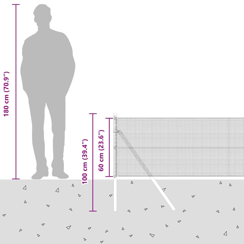 Temeljna zavarena žičana ograda 25 x 0,6 m Zelena Mreža