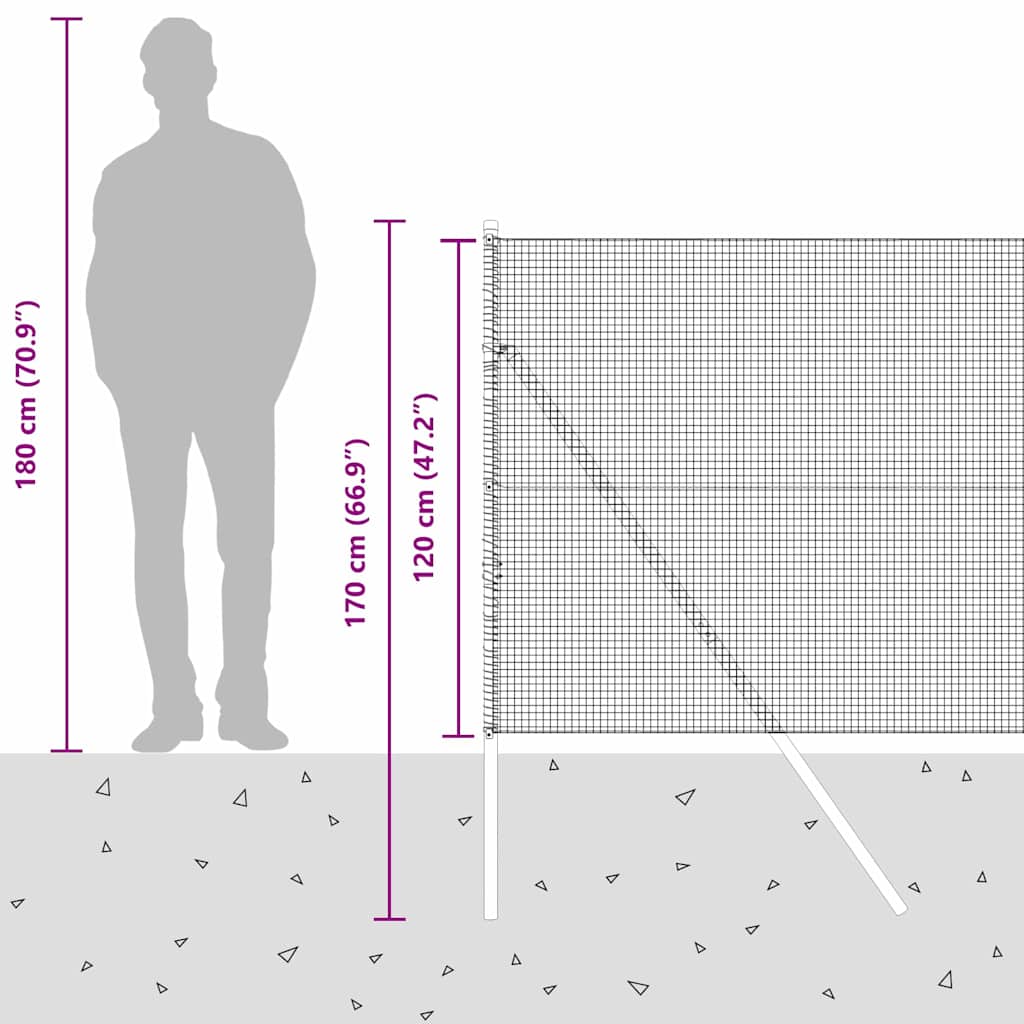 Temeljna zavarena žičana ograda 25 x 1,2 m Zelena Mreža