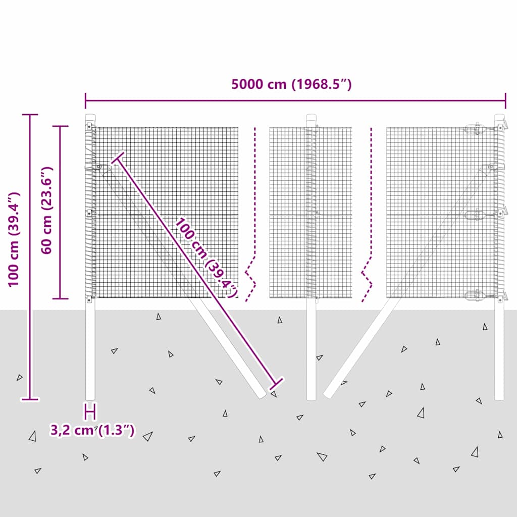 Temeljna zavarena žičana ograda 50 x 0,6 m Zelena Mreža