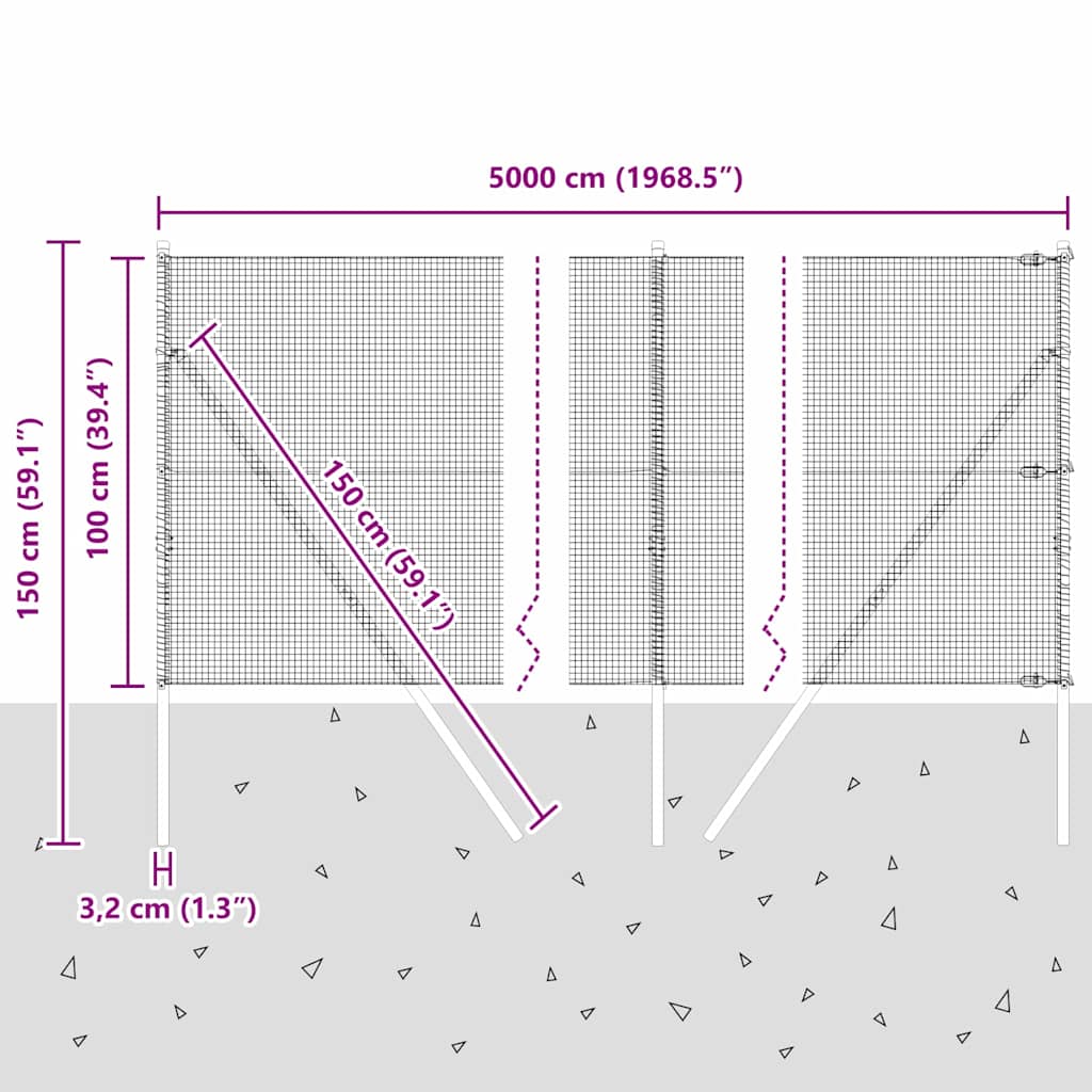 Temeljna zavarena žičana ograda 50 x 1 m Čelik premazan PVC-om