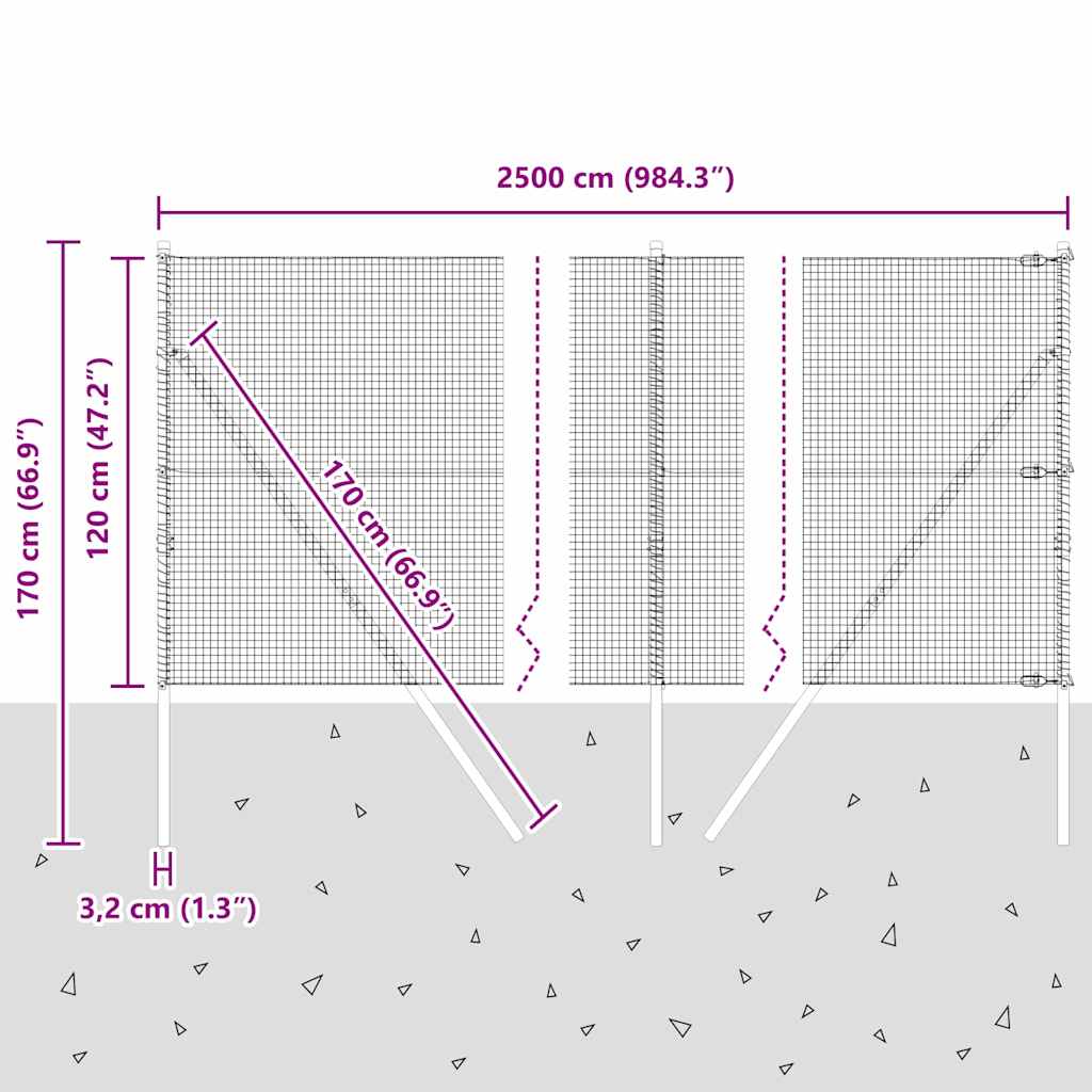 Zavarena žičana ograda za fiksaciju 25 x 1,2 m Siva Mreža