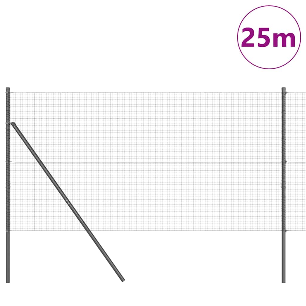 Temeljna zavarena žičana ograda 25 x 1,4 m Siva Mreža