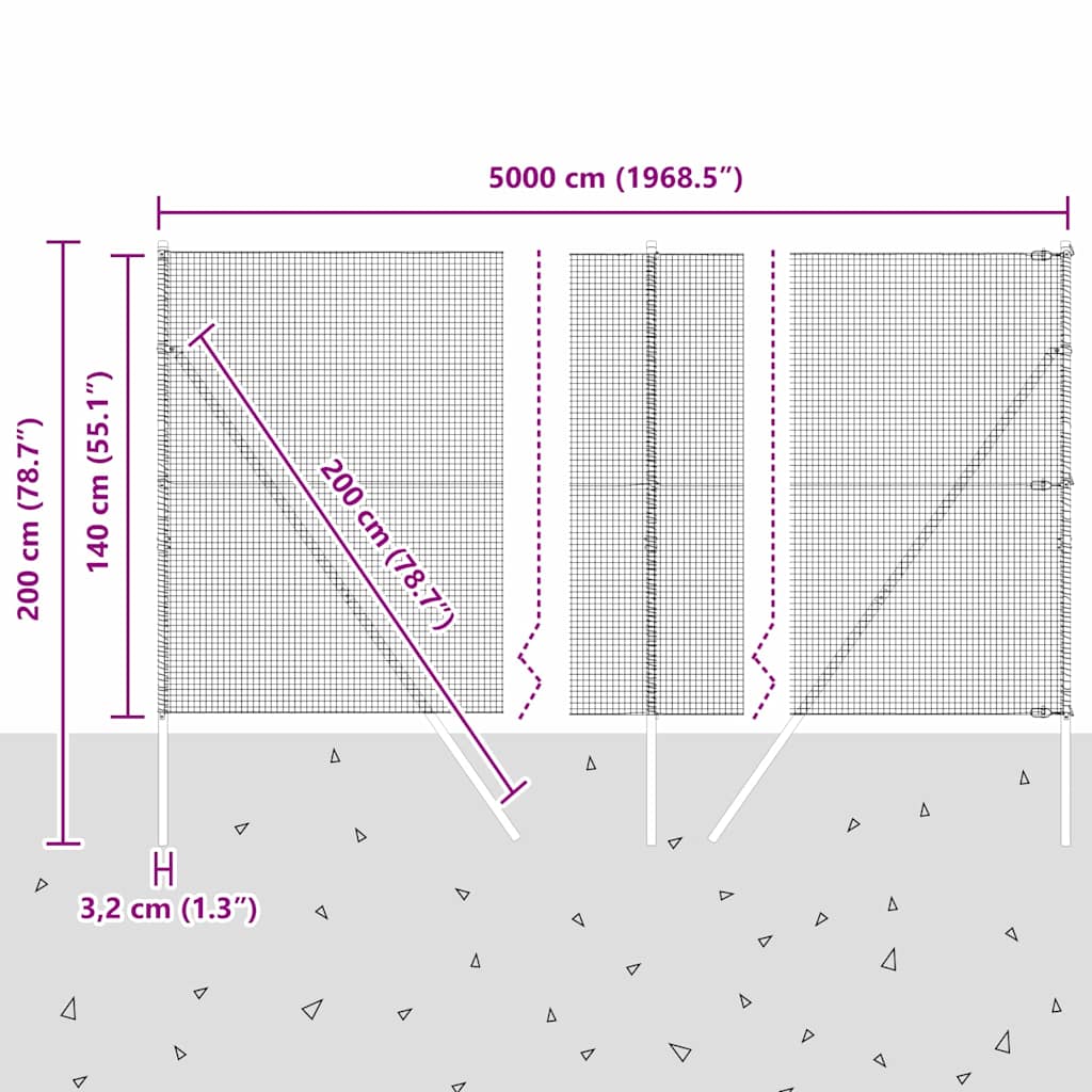 Temeljna zavarena žičana ograda 50 x 1,4 m Siva Mreža