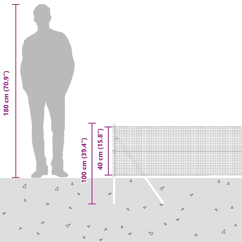 Temeljna zavarena žičana ograda 100 x 0,4 m Siva Mreža