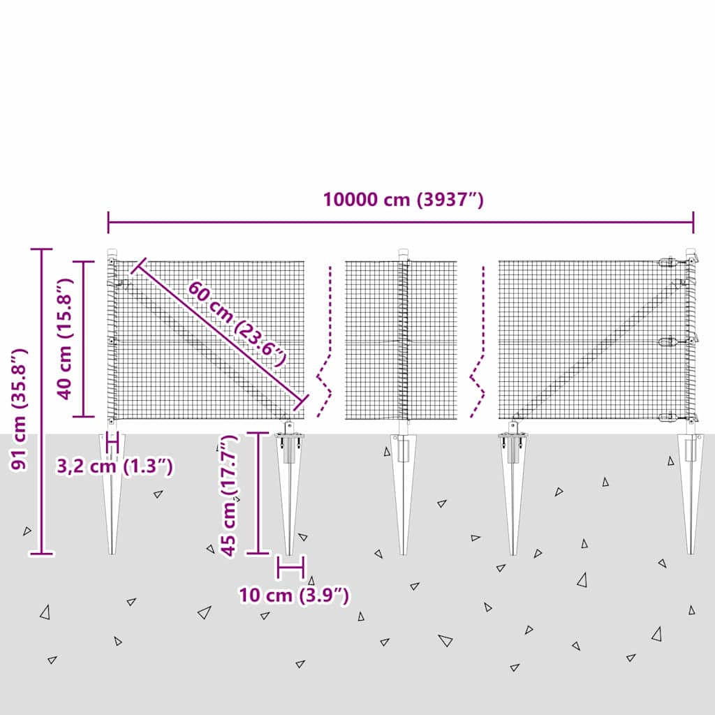 Zavareno žičano ograđivanje s bodljama 100 x 0,4 m (Š x V)