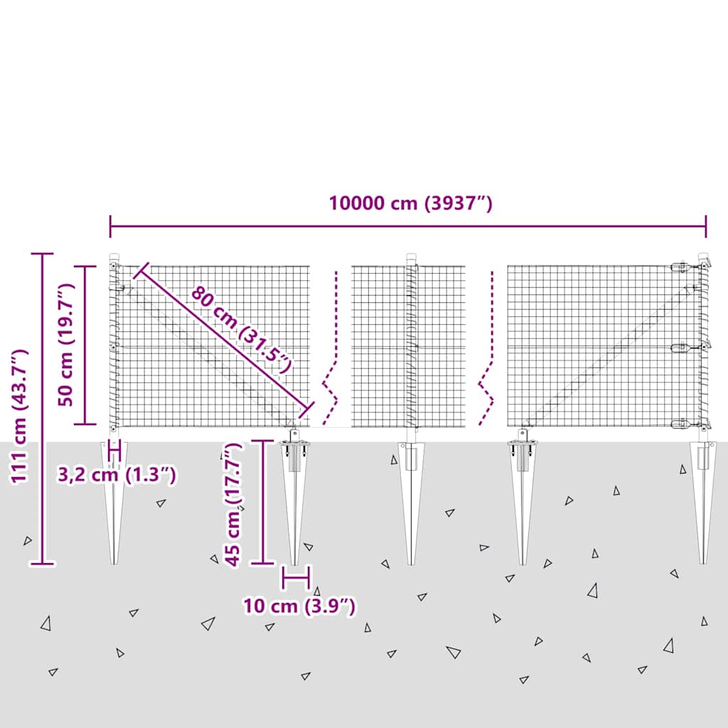 Zavareno žičano ograđivanje s bodljama 100 x 0,5 m (Š x V)
