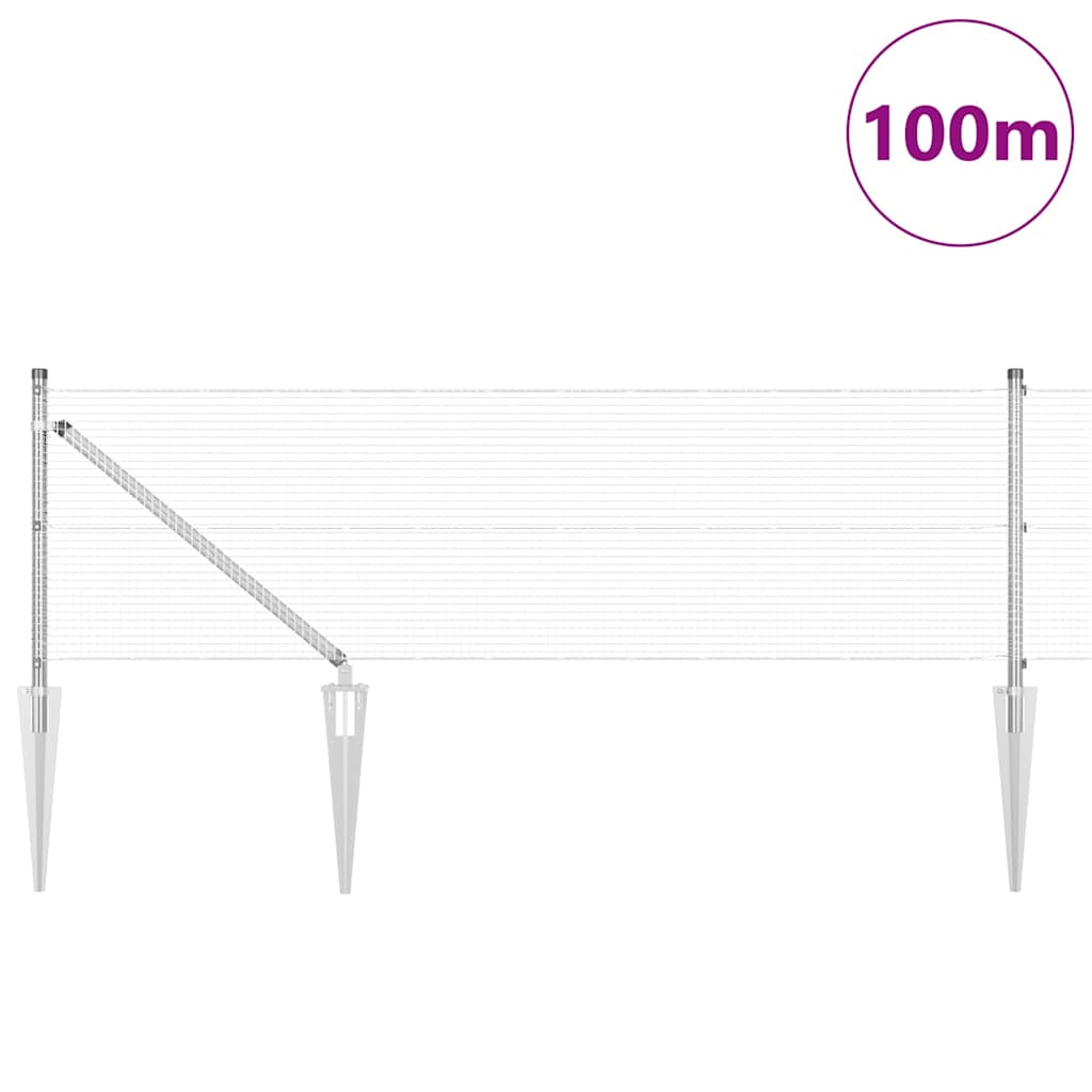Zavareno žičano ograđivanje s bodljama 100 x 0,6 m Srebrna