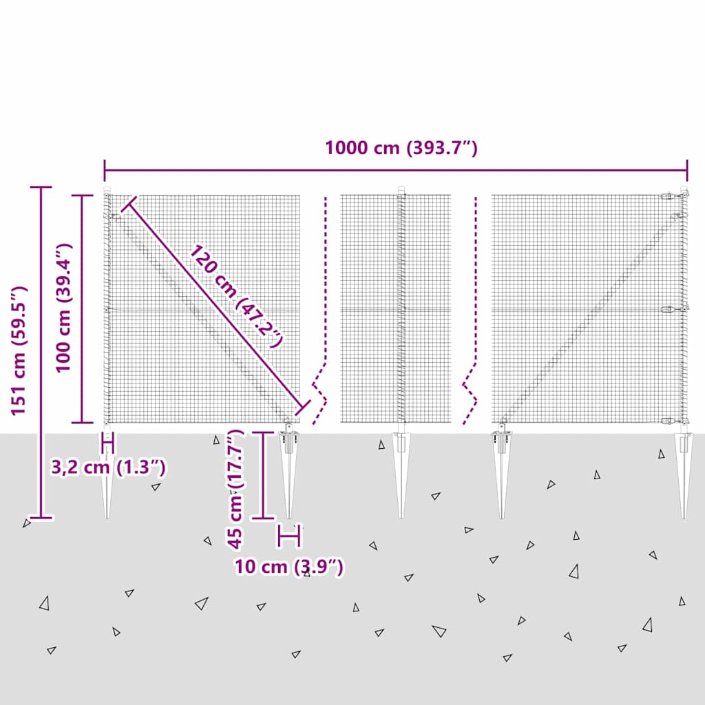 Zavareno žičano ograđivanje s bodljama 10 x 1 m Zelena Mreža
