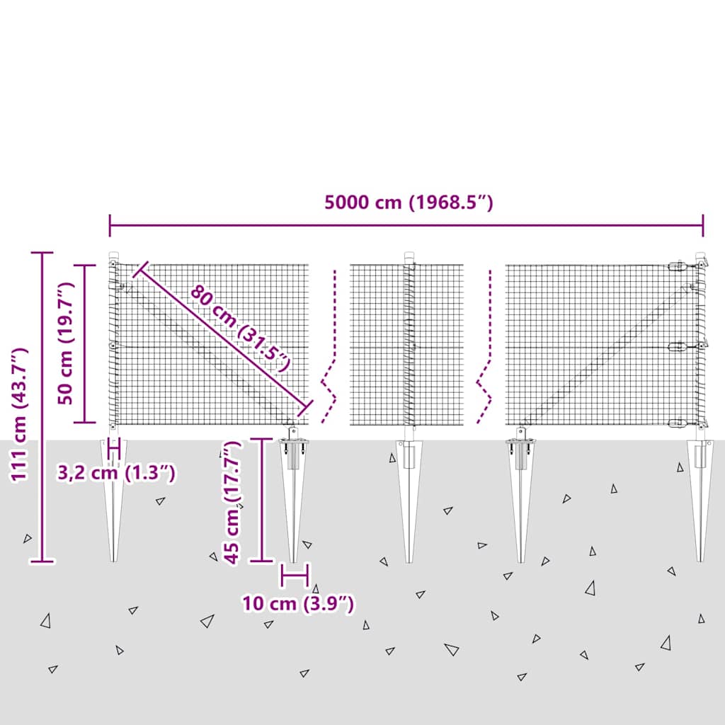 Zavareno žičano ograđivanje s bodljama 50 x 0,5 m