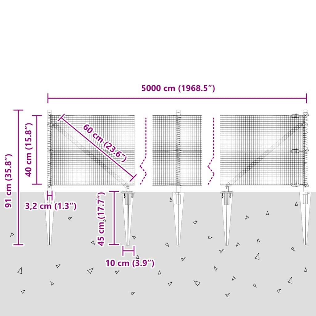 Zavareno žičano ograđivanje s bodljama 50 x 0,4 m Siva Mreža