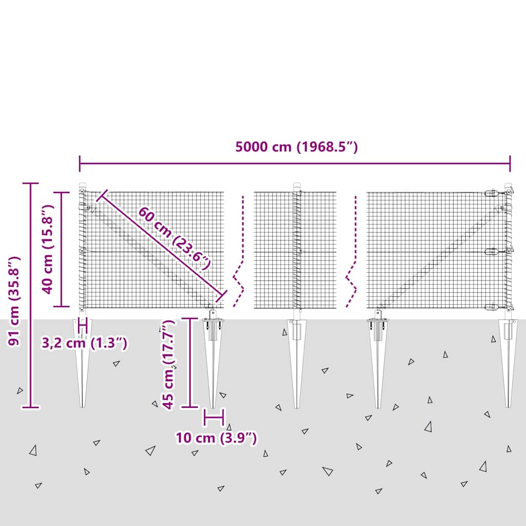 Zavareno žičano ograđivanje s bodljama 50 x 0,4 m Siva Mreža