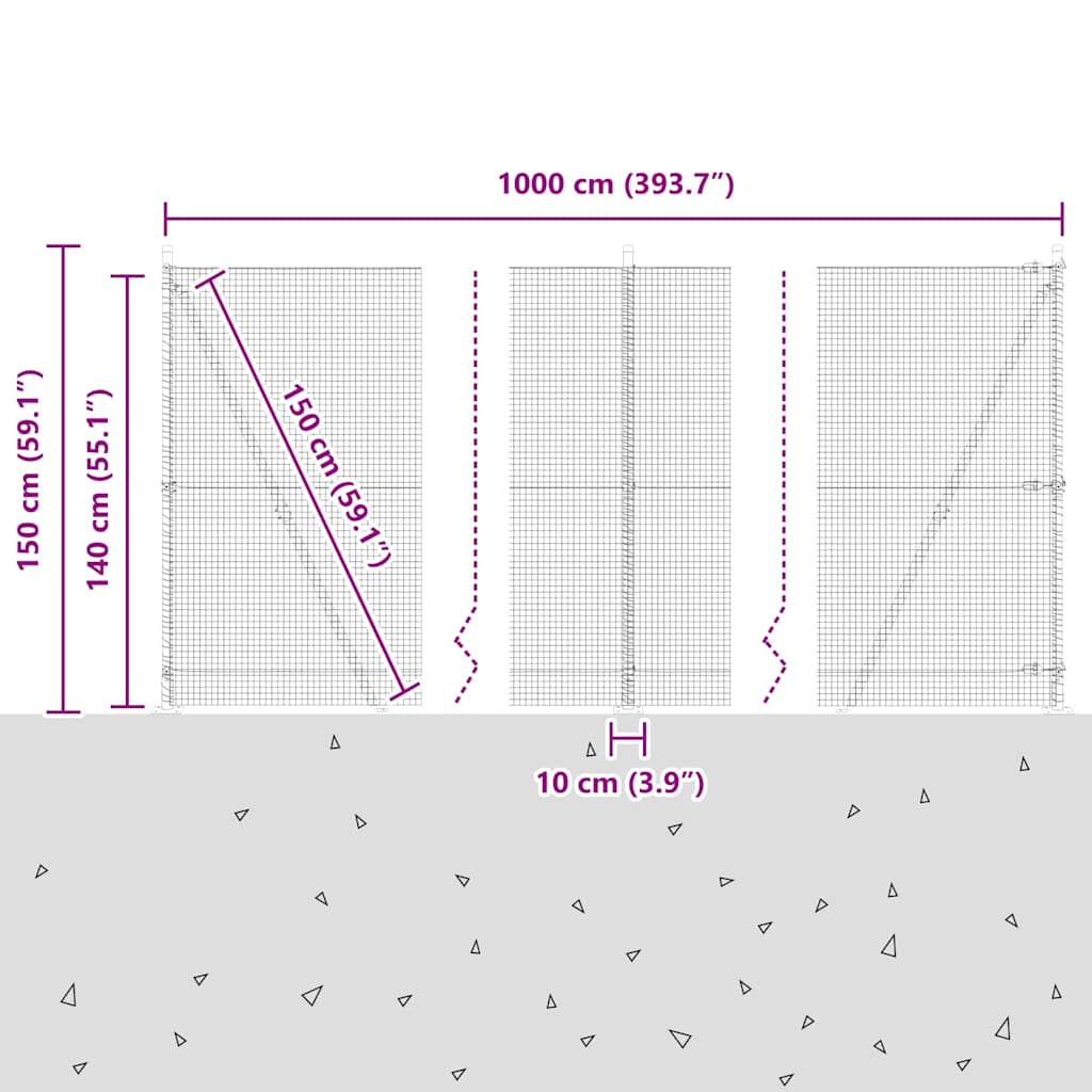 Zavareno žičano ogradno mreža s betonskom podlogom 10 x 1,4 m