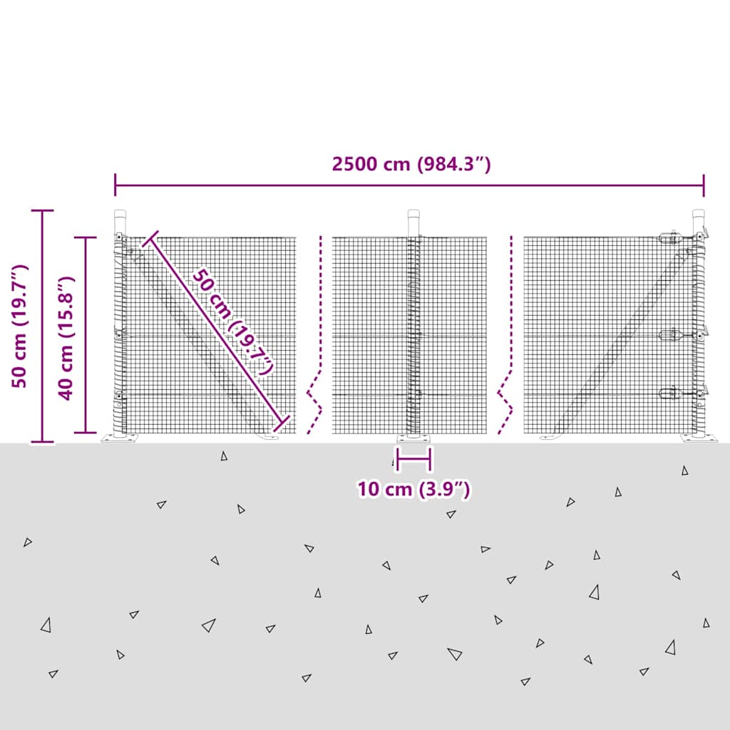Zavareno žičano ogradno mreža s betonskom podlogom 25 x 0,4 m