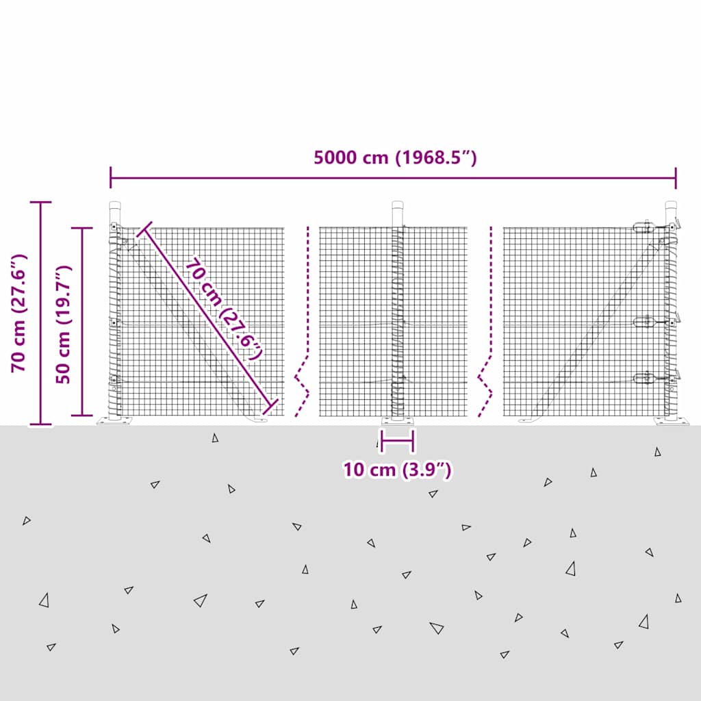 Zavareno žičano ogradno mreža s betonskom podlogom 50 x 0,5 m