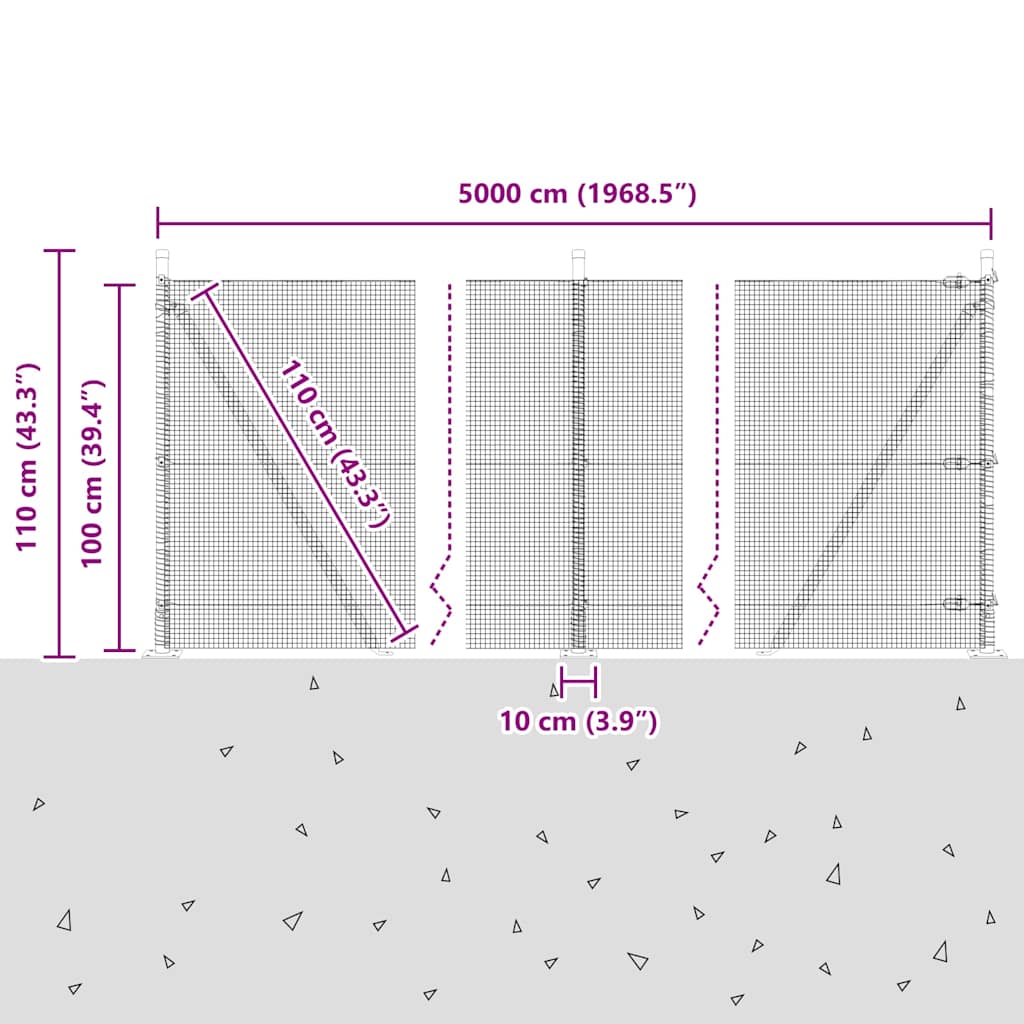 Zavareno žičano ogradno mreža s betonskom podlogom 50 x 1 m