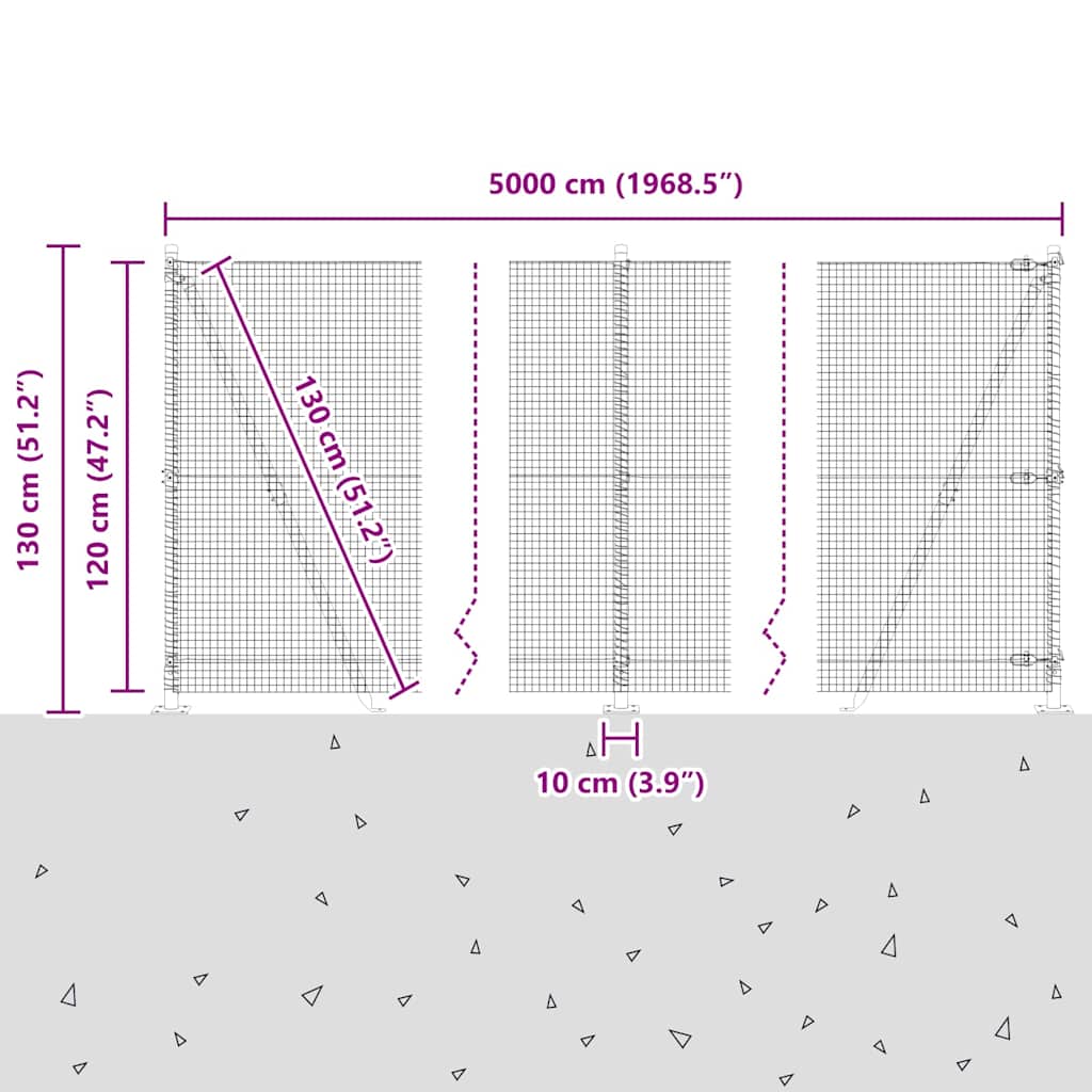 Zavareno žičano ogradno mreža s betonskom podlogom 50 x 1,2 m