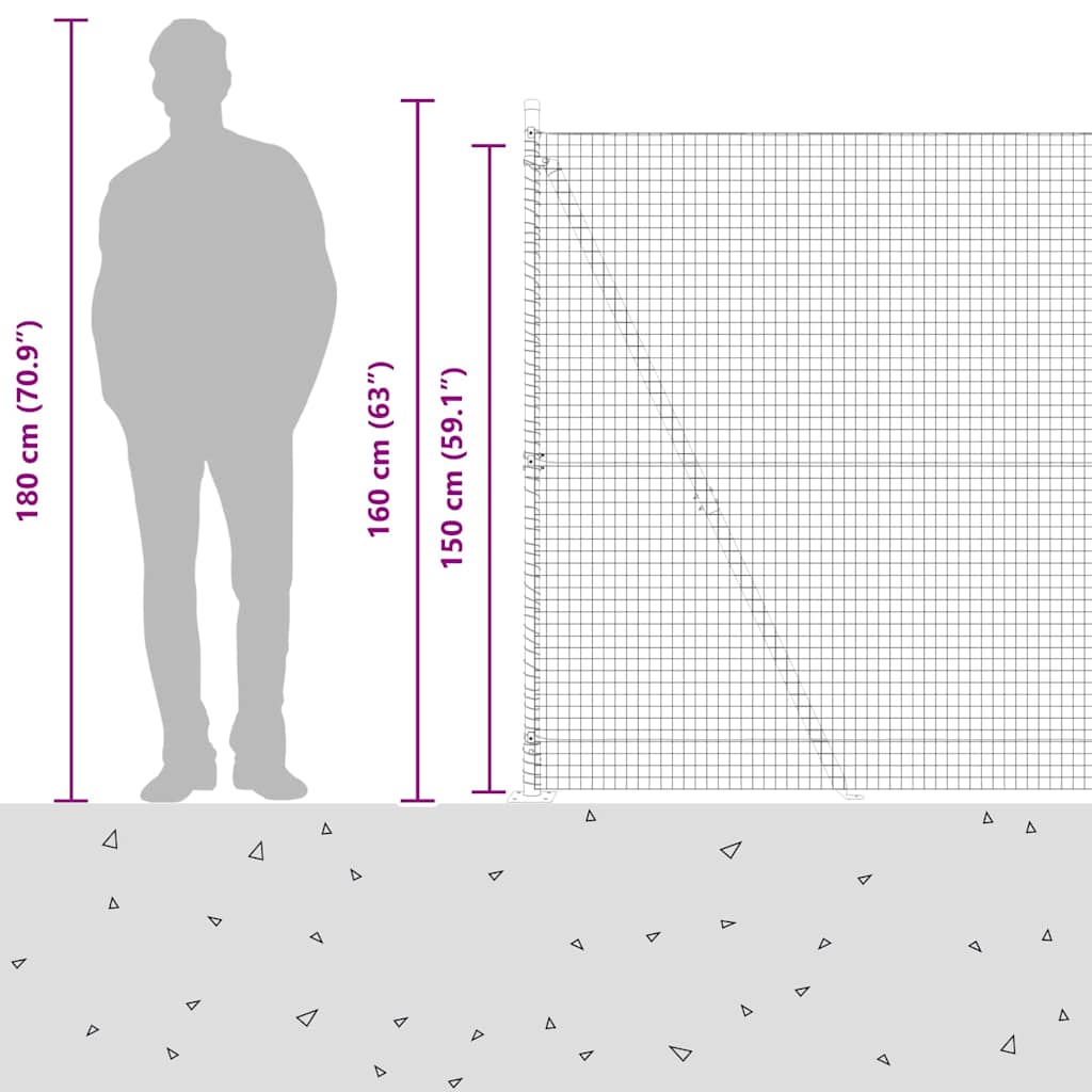 Zavareno žičano ogradno mreža s betonskom podlogom 50 x 1,5 m