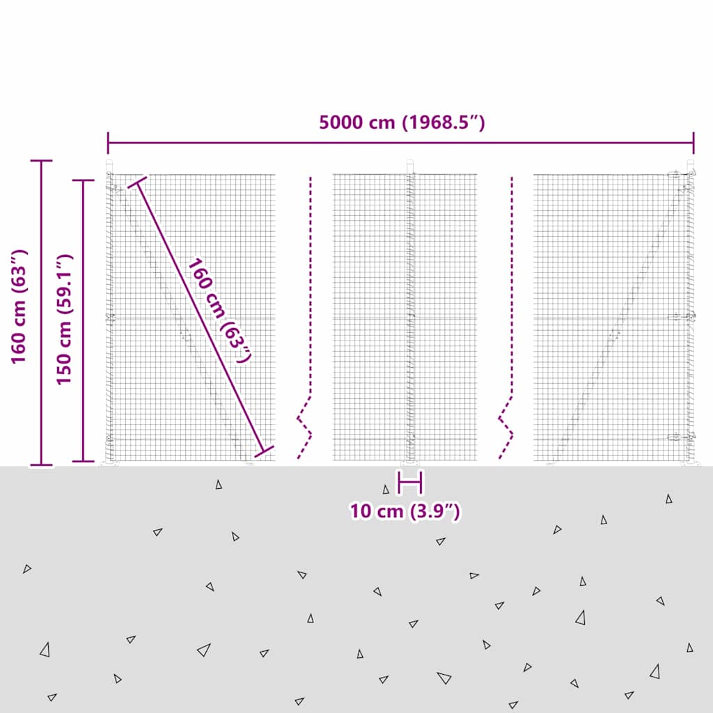 Zavareno žičano ogradno mreža s betonskom podlogom 50 x 1,5 m