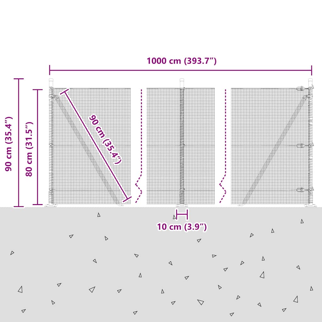 Zavareno žičano ogradno mreža s betonskom podlogom 10 x 0,8 m