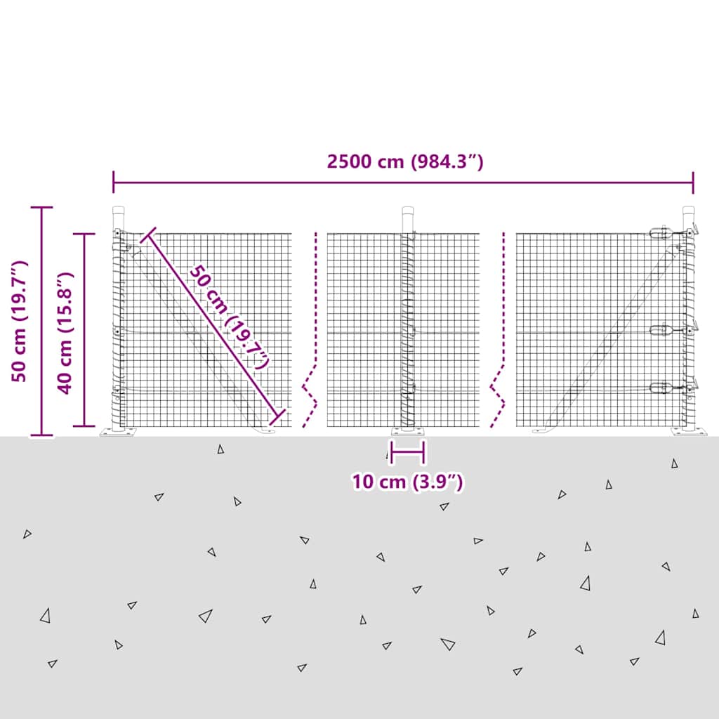 Zavareno žičano ogradno mreža s betonskom podlogom 25 x 0,4 m