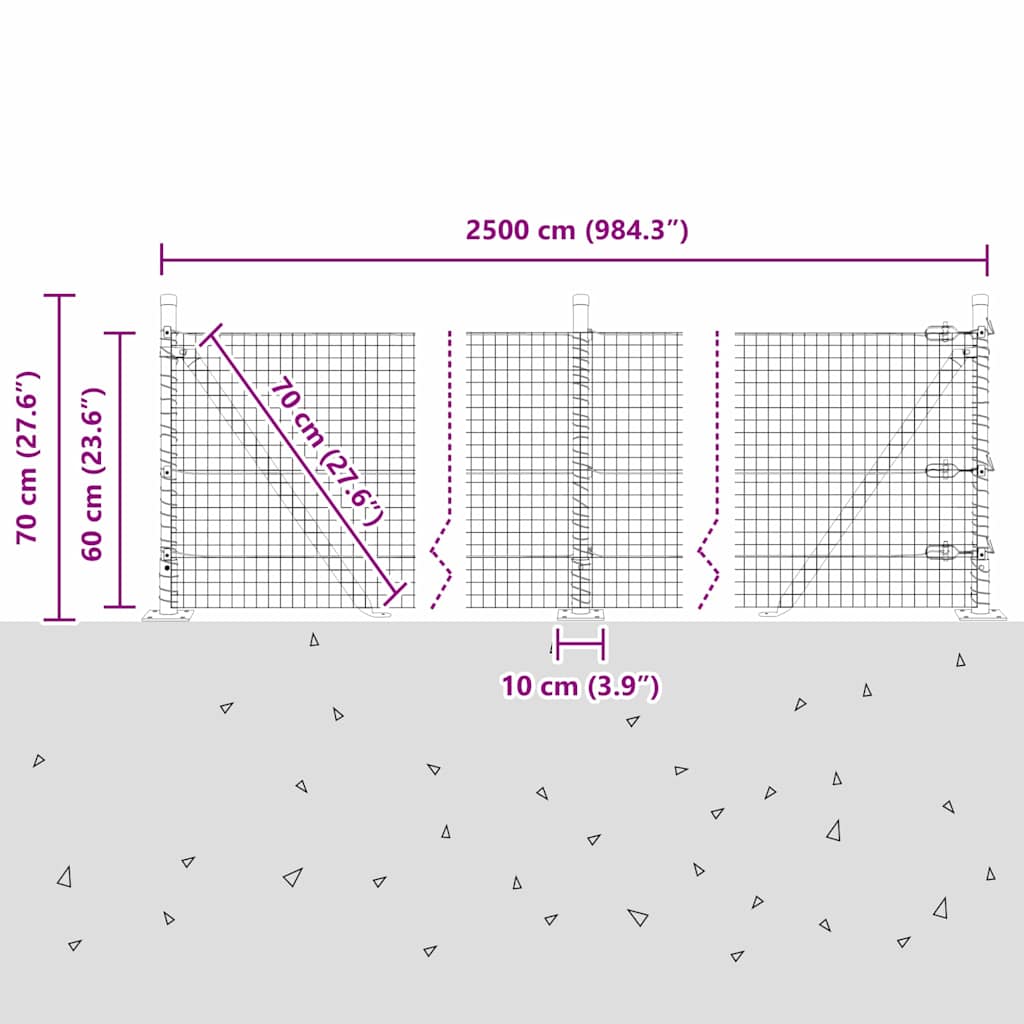 Zavareno žičano ogradno mreža s betonskom podlogom 25 x 0,6 m