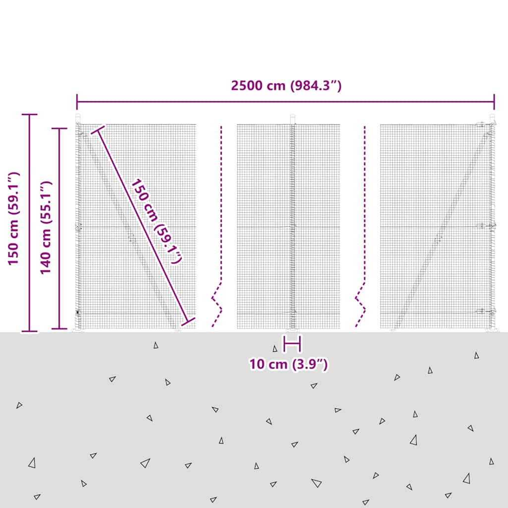 Zavareno žičano ogradno mreža s betonskom podlogom 25 x 1,4 m