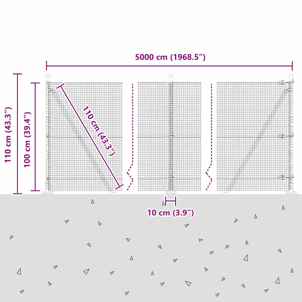 Zavareno žičano ogradno mreža s betonskom podlogom 50 x 1 m