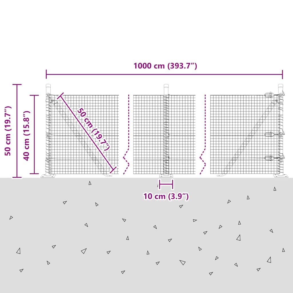 Zavareno žičano ogradno mreža s betonskom podlogom 10 x 0,4 m