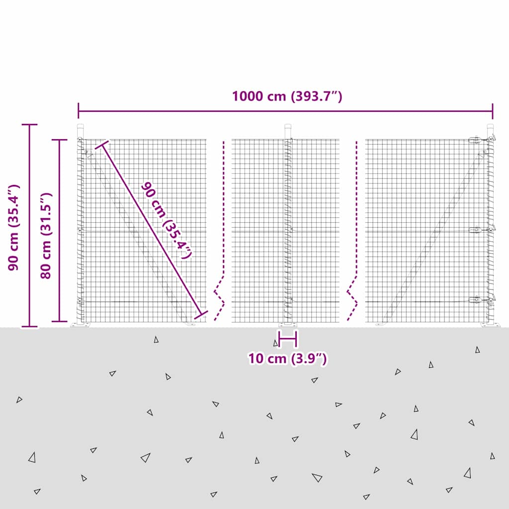 Zavareno žičano ogradno mreža s betonskom podlogom 10 x 0,8 m