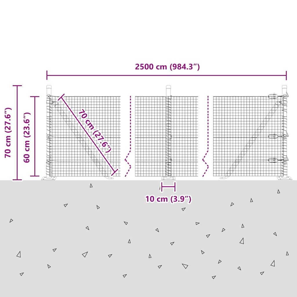 Zavareno žičano ogradno mreža s betonskom podlogom 25 x 0,6 m