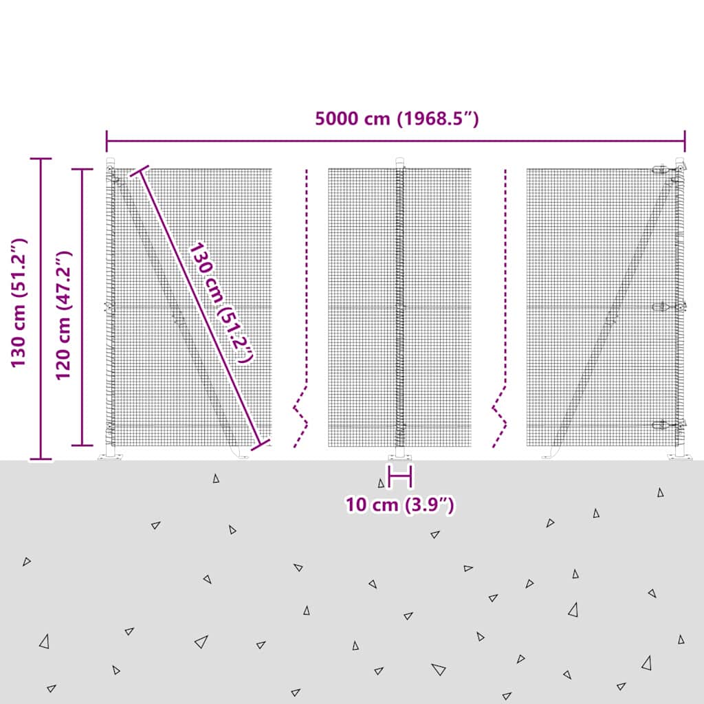 Zavareno žičano ogradno mreža s betonskom podlogom 50 x 1,2 m