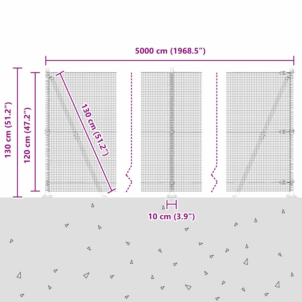 Zavareno žičano ogradno mreža s betonskom podlogom 50 x 1,2 m
