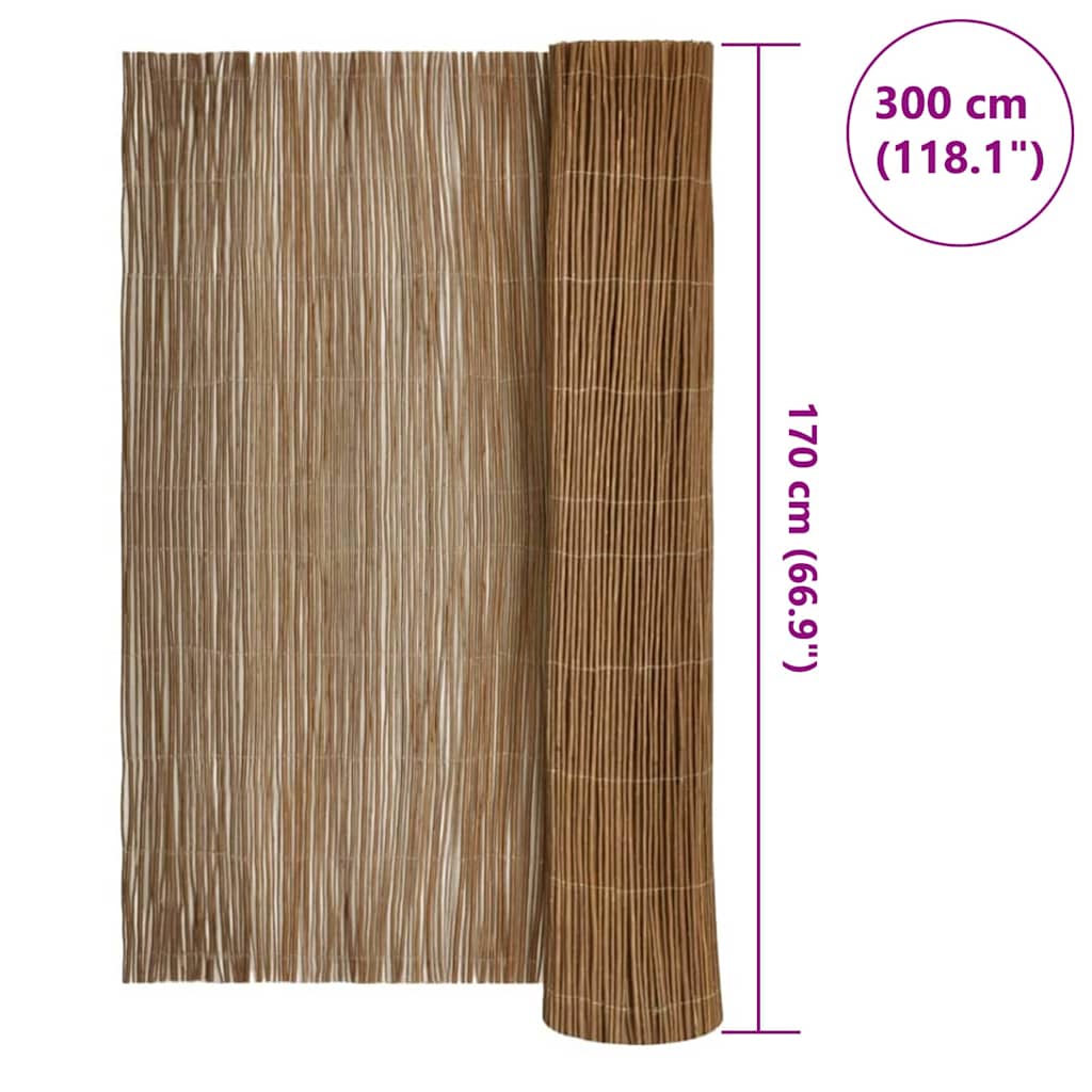 Ograda od vrbovog drveta Prirodna 170 x 300 cm Vrba