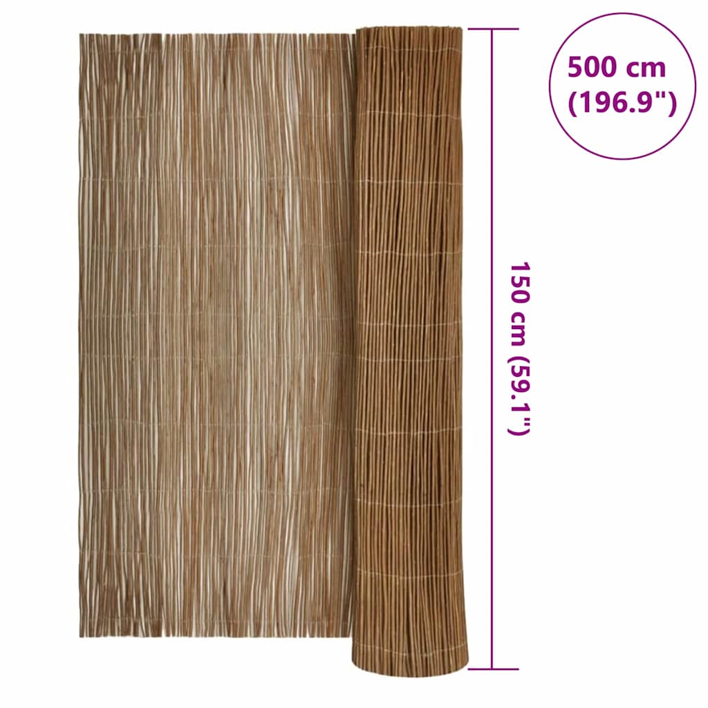Ograda od vrbovog drveta Prirodna 150 x 500 cm Vrba