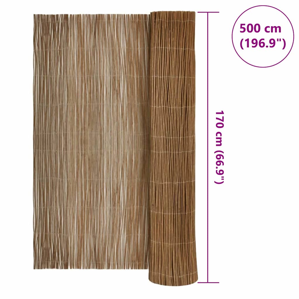 Ograda od vrbovog drveta Prirodna 170 x 500 cm Vrba