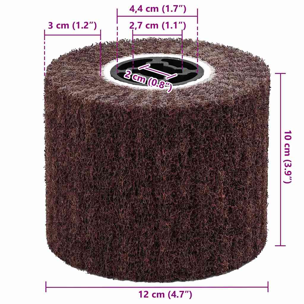 Brusni valjci 3 pcs Smeđa 12 x 12 x 10 cm Sintetička vlakna