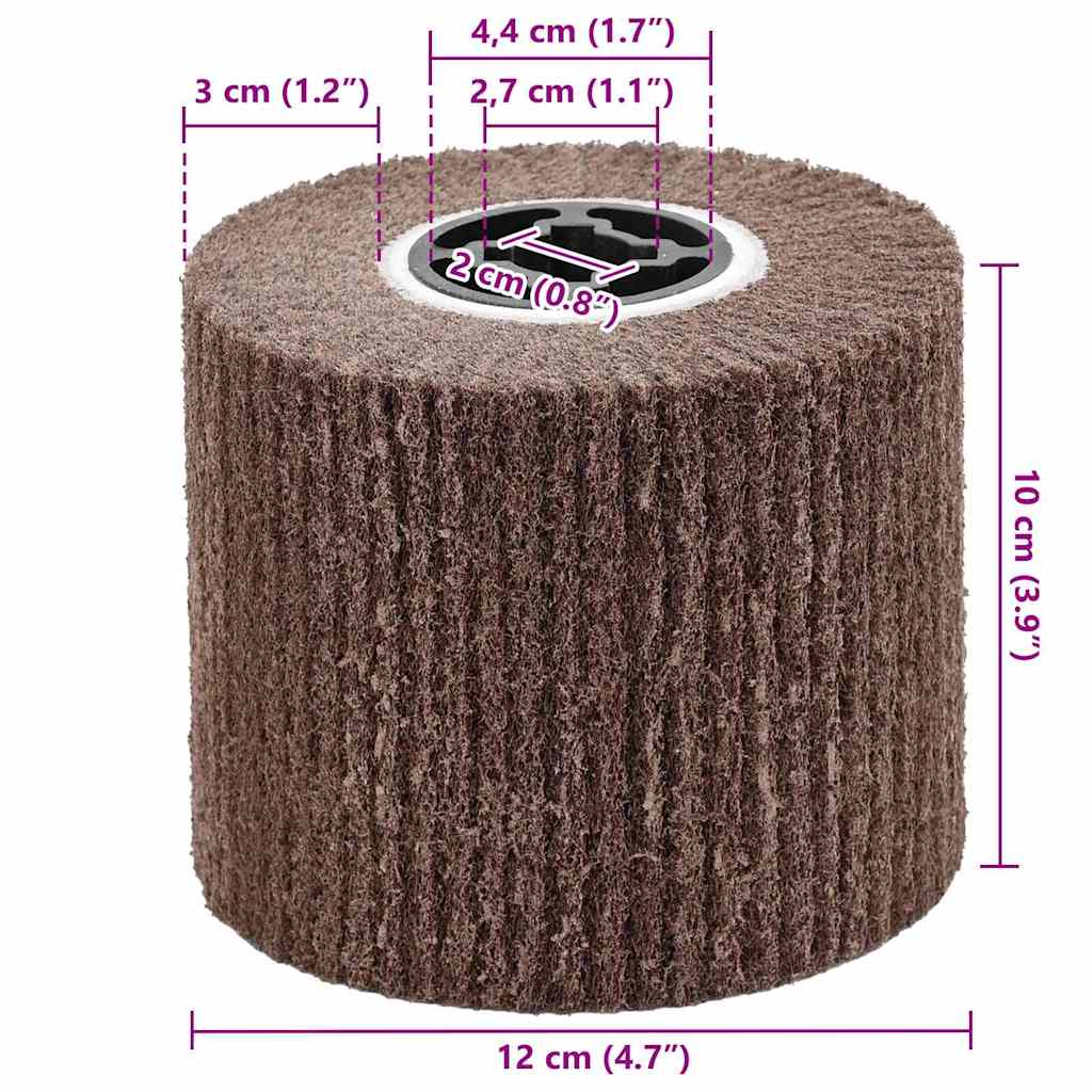 Brusni valjci 3 pcs Smeđa 12 x 12 x 10 cm Sintetička vlakna
